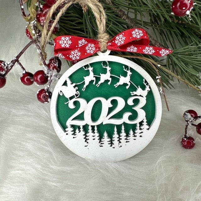 Handmade 2023 green winter Christmas ornament