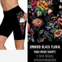 Load image into Gallery viewer, PPO 3 RUN-EMBROID BLACK FLORAL-SHORTS
