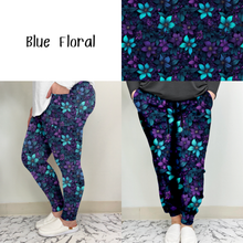 Load image into Gallery viewer, Deep Blue Floral Leggings w/ Pockets
