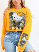 Load image into Gallery viewer, YELLOW HOUSE KITTY- CREWNECK SWEATSHIRT  W/ SLEEVE PRINT
