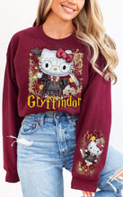 Load image into Gallery viewer, RED HOUSE KITTY- CREWNECK SWEATSHIRT  W/ SLEEVE PRINT
