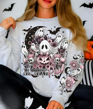 Load image into Gallery viewer, SPOOKY BREAST CANCER AWARENESS- CREWNECK SWEATSHIRT  W/ SLEEVE PRINT
