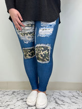 Load image into Gallery viewer, Camo Blue Denim Leggings w/ Butt Pockets
