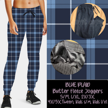 Load image into Gallery viewer, BLUE PLAID - BUTTER FLEECE LINED UNISEX JOGGERS
