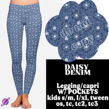 Load image into Gallery viewer, DAISY DENIM- DENIM PATTERN RUN - LEGGING/CAPRI
