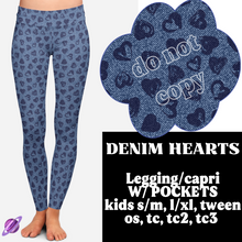 Load image into Gallery viewer, DENIM HEARTS- DENIM PATTERN RUN - LEGGING/CAPRI
