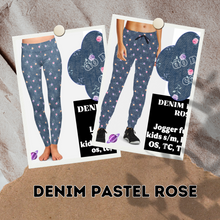 Load image into Gallery viewer, DENIM PASTEL ROSE- DENIM PATTERN RUN - LEGGING/CAPRI
