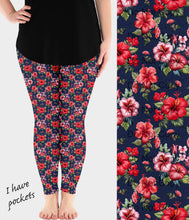 Load image into Gallery viewer, RTS - Denim Hibiscus Leggings w/ Pockets
