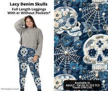 Load image into Gallery viewer, Lacy Denim Skulls Full Length Leggings w/ Pockets
