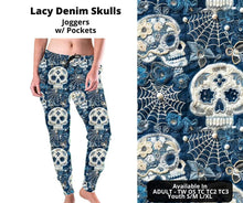 Load image into Gallery viewer, Lacy Denim Skulls Joggers
