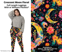 Load image into Gallery viewer, Crescent Moon Floral Full Length Leggings w/ Pockets
