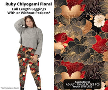 Load image into Gallery viewer, Ruby Chiyogami Floral Full Length Leggings w/ Pockets
