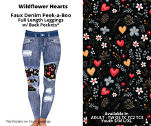 Load image into Gallery viewer, Wildflower Hearts Faux Denim Full Length Peekaboo Leggings
