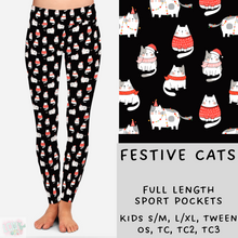 Load image into Gallery viewer, Ready To Ship - Christmas Lounge - Festive Cats Leggings
