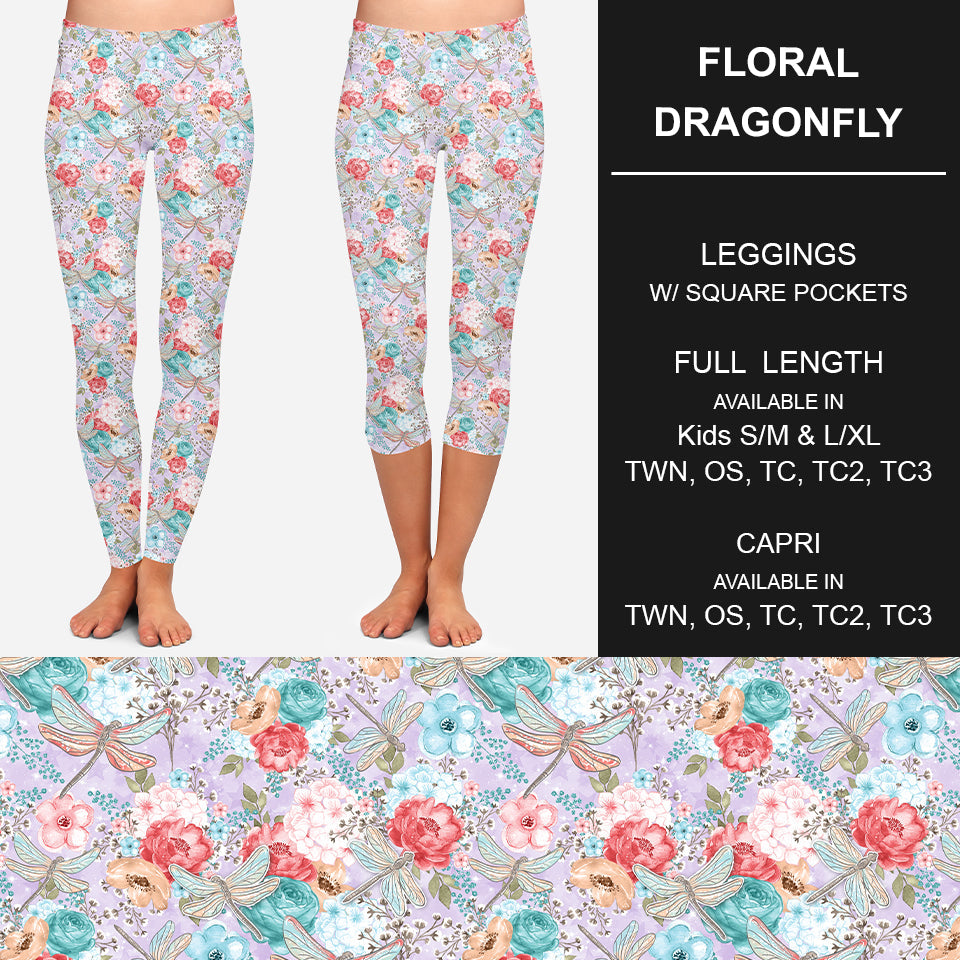 RTS - Floral Dragonfly Leggings w/ Pockets