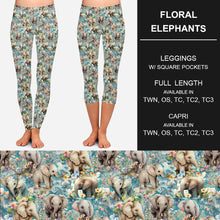 Load image into Gallery viewer, RTS - Floral Elephants Leggings w/ Pockets
