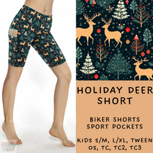 Load image into Gallery viewer, Ready To Ship - Holiday Deer Biker Shorts
