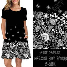 Load image into Gallery viewer, POCKET DRESS SHORT SLEEVE- GREY PAISLEY
