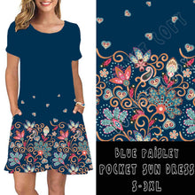 Load image into Gallery viewer, POCKET DRESS SHORT SLEEVE- BLUE PAISLEY
