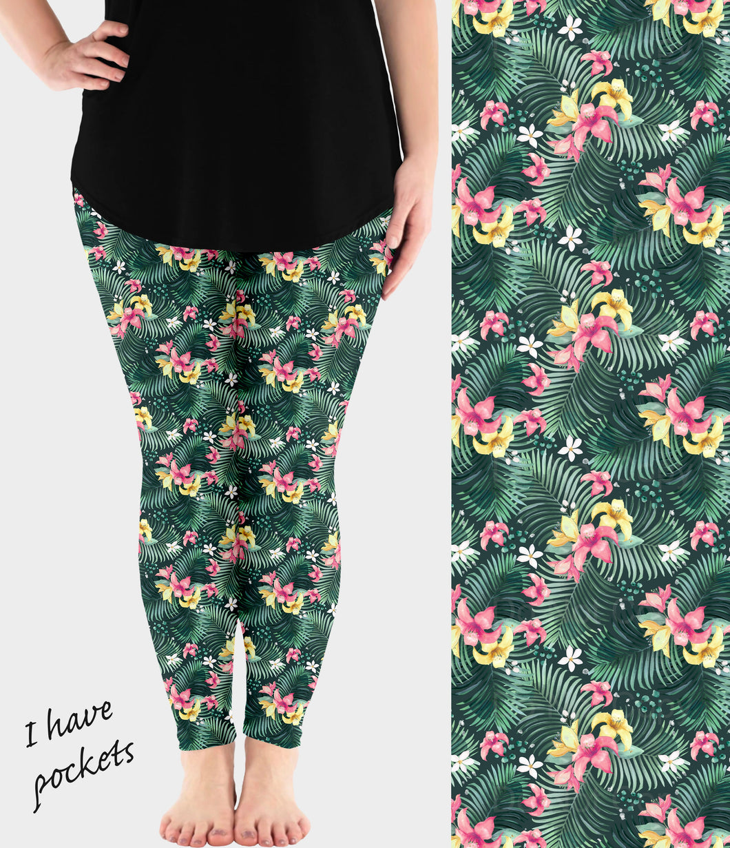 RTS - Lily Palms Leggings w/ Pockets