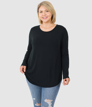 Load image into Gallery viewer, RTS - Long Sleeve Round Neck Top - Black
