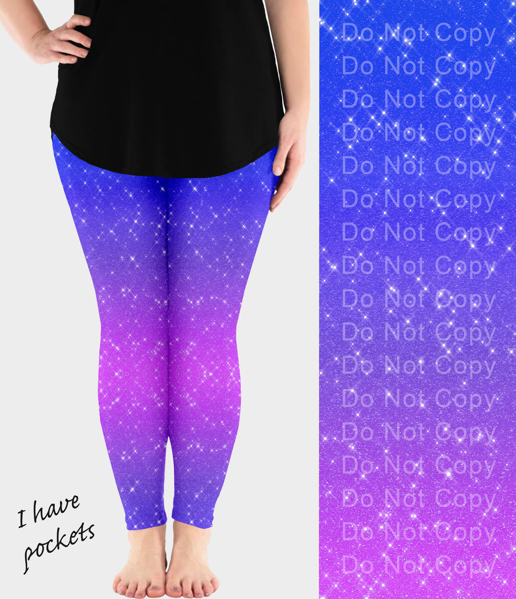 RTS - Morning Glory Sparkle Leggings w/ Pockets