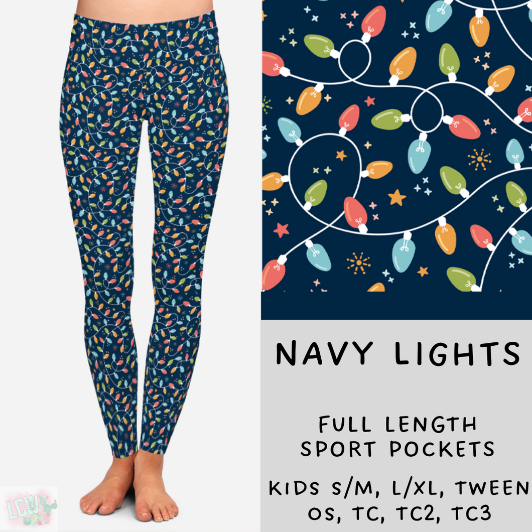 Ready To Ship - Christmas Lounge - Navy Lights Leggings