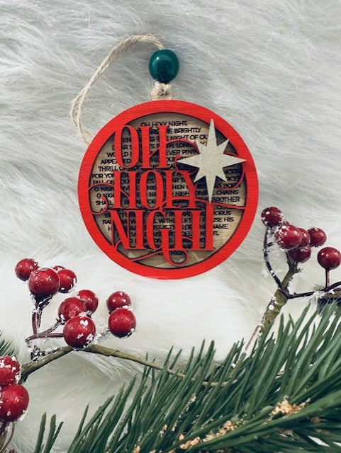 Handmade Oh Holy Night two layer Christmas ornament