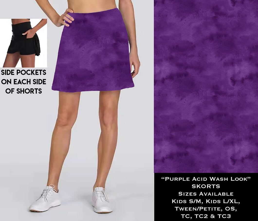 Purple Acid Wash Look Skort w/Pockets