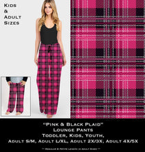 Load image into Gallery viewer, Pink &amp; Black Plaid Lounge Pants
