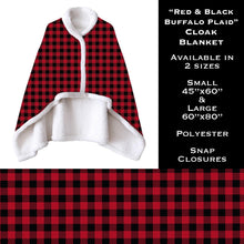 Load image into Gallery viewer, Red &amp; Black Buffalo Plaid Cloak Blanket
