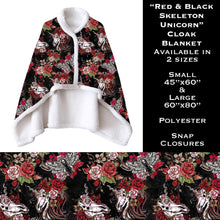 Load image into Gallery viewer, Red &amp; Black Skeleton Unicorn Cloak Blanket
