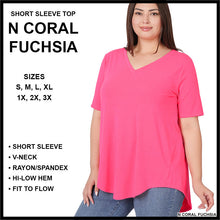 Load image into Gallery viewer, RTS - Short Sleeve V-Neck Top - N Coral Fuchsia
