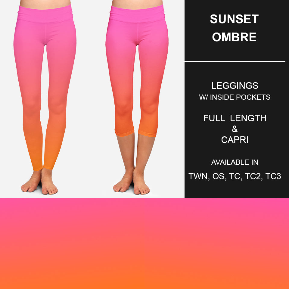 RTS - Sunset Ombre Capri Leggings w/ Inside Pockets