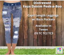 Load image into Gallery viewer, Distressed Faux Denim Capris
