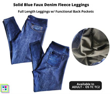 Load image into Gallery viewer, Solid Blue Faux Denim Fleece Leggings
