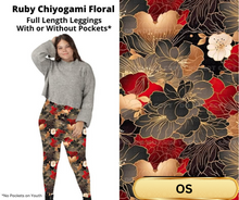 Load image into Gallery viewer, Ruby Chiyogami Floral Full Length Leggings w/ Pockets
