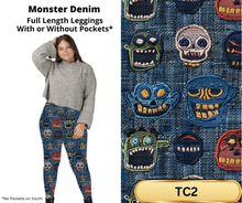 Load image into Gallery viewer, Monster Denim Full Length Leggings w/ Pockets
