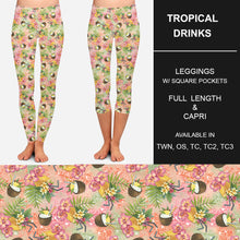 Load image into Gallery viewer, RTS - Tropical Drinks Leggings w/ Pockets
