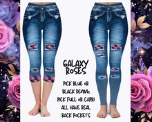 Load image into Gallery viewer, GALAXY ROSES - DENIM RUN W/ BACK POCKETS - LEGGINGS/CAPRI
