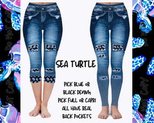 Load image into Gallery viewer, SEA TURTLE - DENIM RUN W/ BACK POCKETS - LEGGINGS/CAPRI
