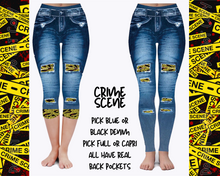 Load image into Gallery viewer, CRIME SCENE - DENIM RUN W/ BACK POCKETS - LEGGINGS/CAPRI
