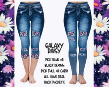 Load image into Gallery viewer, GALAXY DAISY - DENIM RUN W/ BACK POCKETS - LEGGINGS/CAPRI
