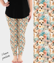 Load image into Gallery viewer, RTS - Floral Chihuahua Leggings w/ Pockets
