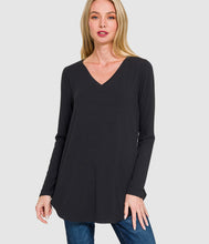 Load image into Gallery viewer, RTS - Long Sleeve V-Neck Top - Black
