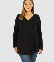 Load image into Gallery viewer, RTS - Long Sleeve V-Neck Top - Black
