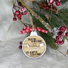 Load image into Gallery viewer, Handmade personalized miles apart family Christmas ornament
