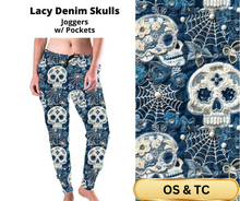 Load image into Gallery viewer, Lacy Denim Skulls Joggers
