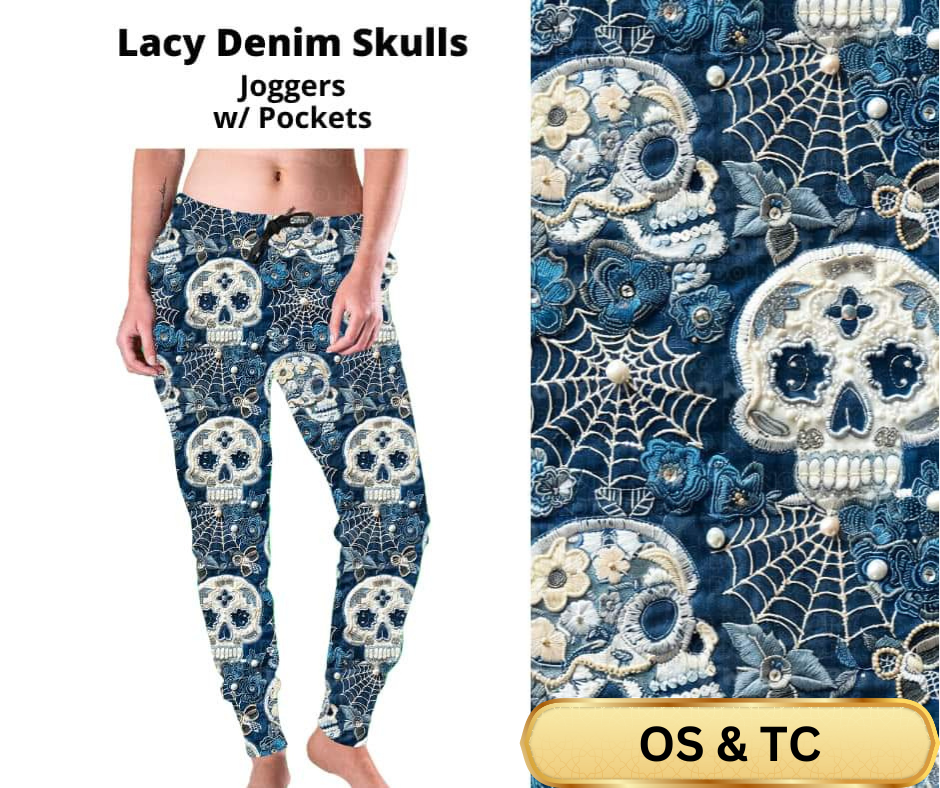 Lacy Denim Skulls Joggers