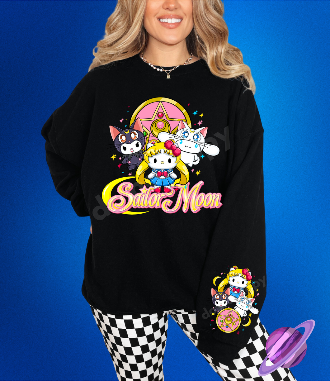 SM KITTY- CREWNECK SWEATSHIRT  W/ SLEEVE PRINT